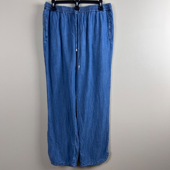 Ruby Rd. Pants - Ruby Rd. Capri Baggy Drawstring Elastic Waist Pockets Blue Women’s Medium